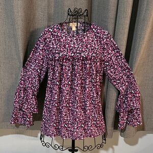 Michael Kors Floral Bell Cuff Blouse